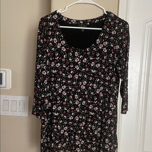 J. Jill Black and Pink Floral Blouse